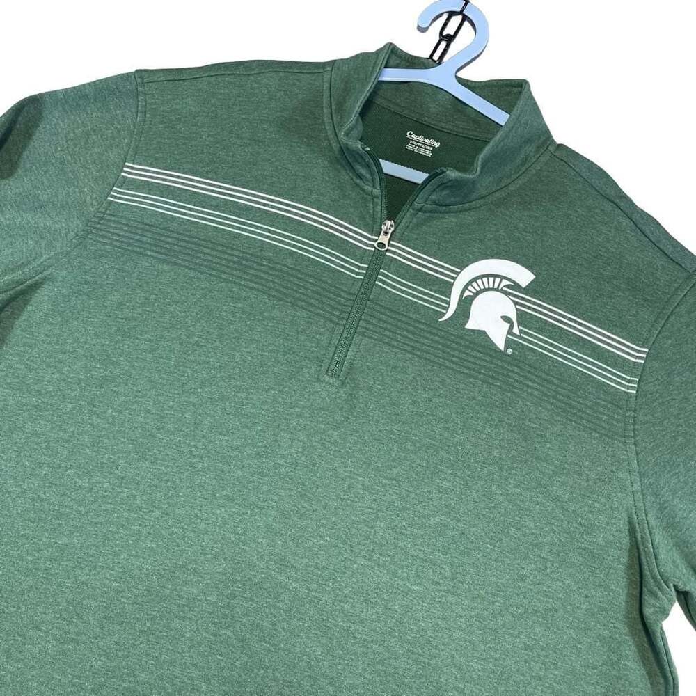 Captivating Men's Michigan State Spartans Green 1/4 Zip Pullover Sweatshirt 2XL